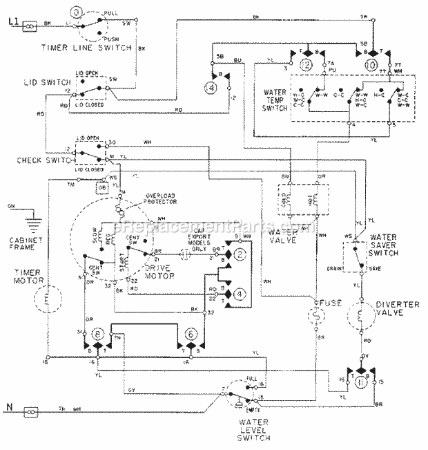 Maytag LAW9406AAE Residential Washer Wiring Information Diagram