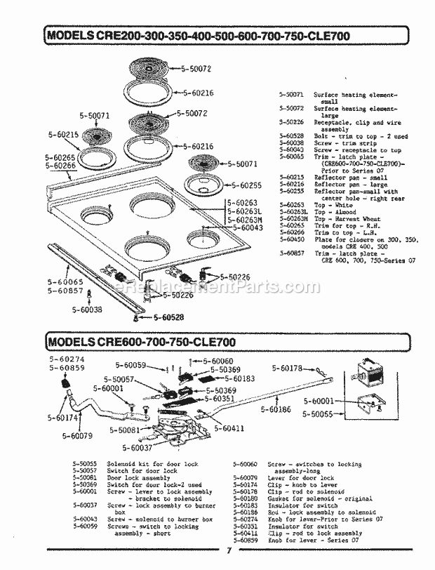 Maytag LCLE700 Electric Maytag Cooking Top Assembly Diagram
