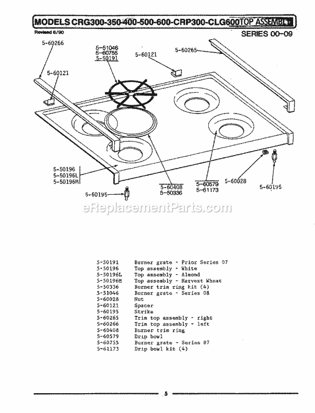 Maytag LCRP382 Gas Maytag Cooking Top Assembly Diagram