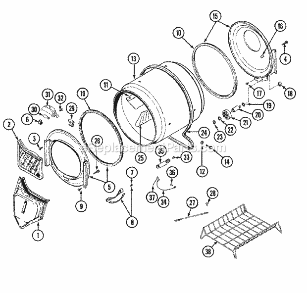 Maytag LDE6914ACL Residential Maytag Laundry Tumbler Diagram