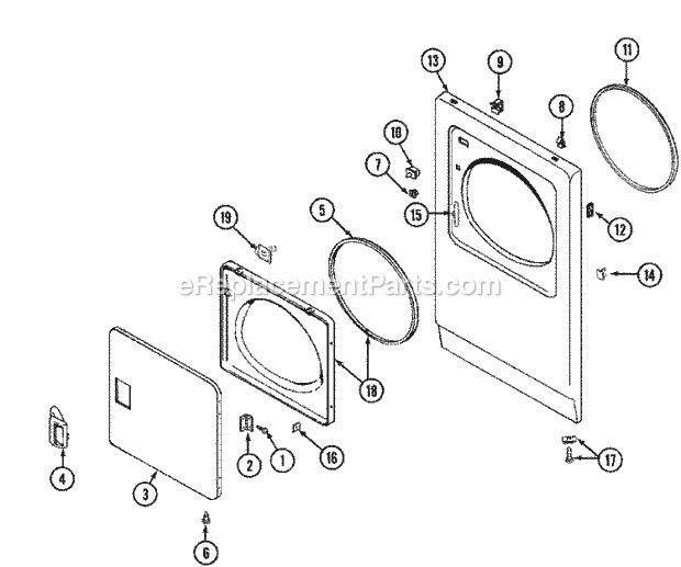 Maytag LDE7304AEE Residential Maytag Laundry Door Diagram