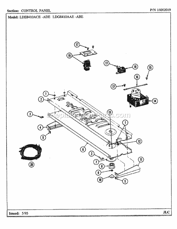 Maytag LDE8410ACE Residential Maytag Laundry Control Panel Diagram