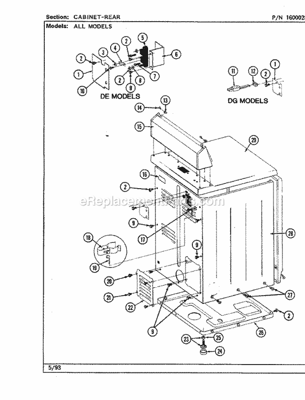 Maytag LDE8420ADW Residential Maytag Laundry Cabinet - Rear Diagram