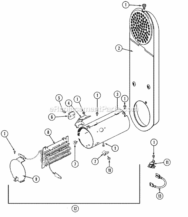 Maytag LDE8424ACL Residential Maytag Laundry Heater Diagram