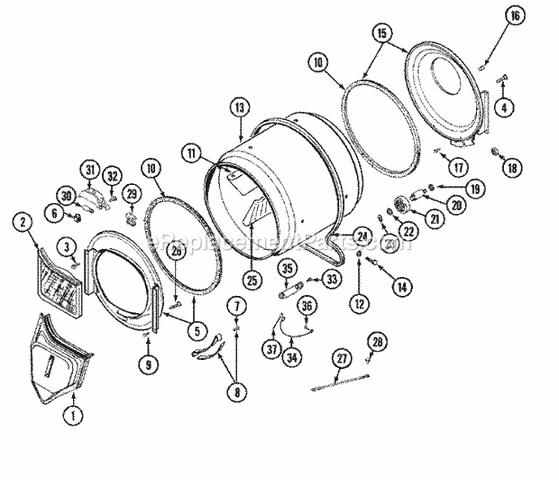 Maytag LDE9304ACE Residential Maytag Laundry Tumbler Diagram