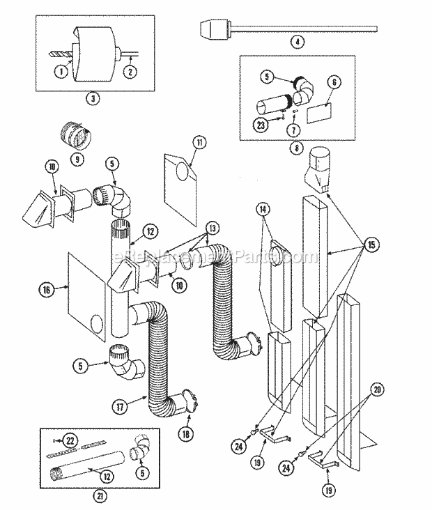 Maytag LDE9334ACL Dryer- Ele Ducting Diagram