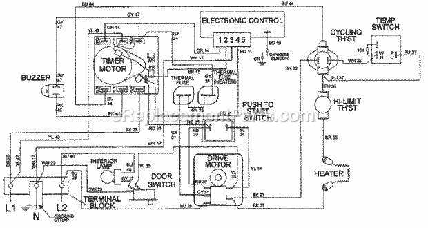 Maytag LDE9606ACM Dryer- Ele Wiring Information Diagram