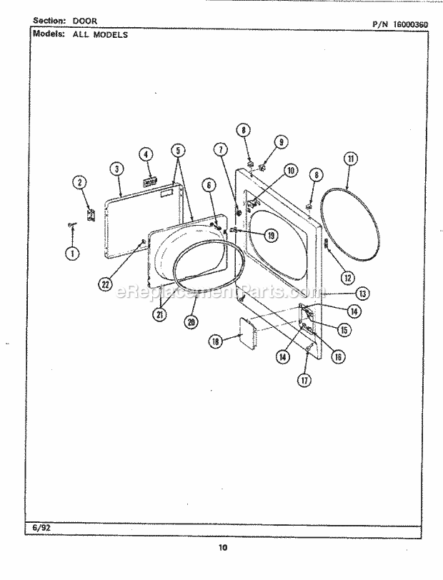 Maytag LDE9701ACL Dryer- Ele Door Diagram