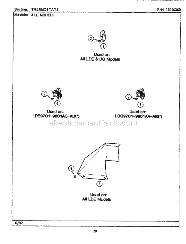 Maytag LDE9801ADW Dryer- Ele Thermostats Diagram