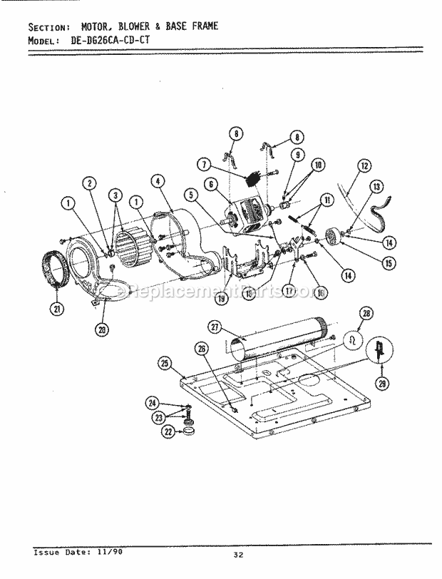 Maytag LDG26CA Maytag Commercial Laundry (Dryer Gas) Motor, Blower & Base Frame Diagram