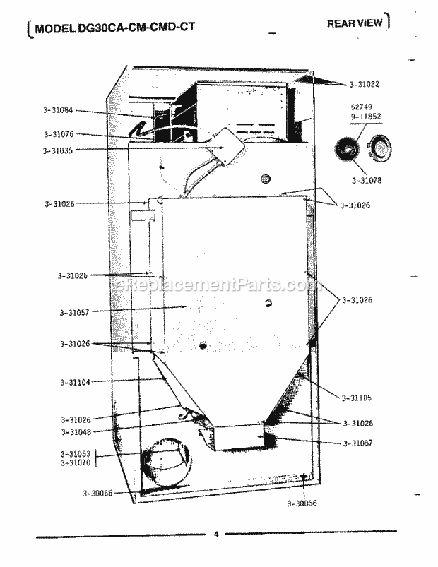 Maytag LDG30CMD Manual, (Dryer Gas) Rear View Diagram