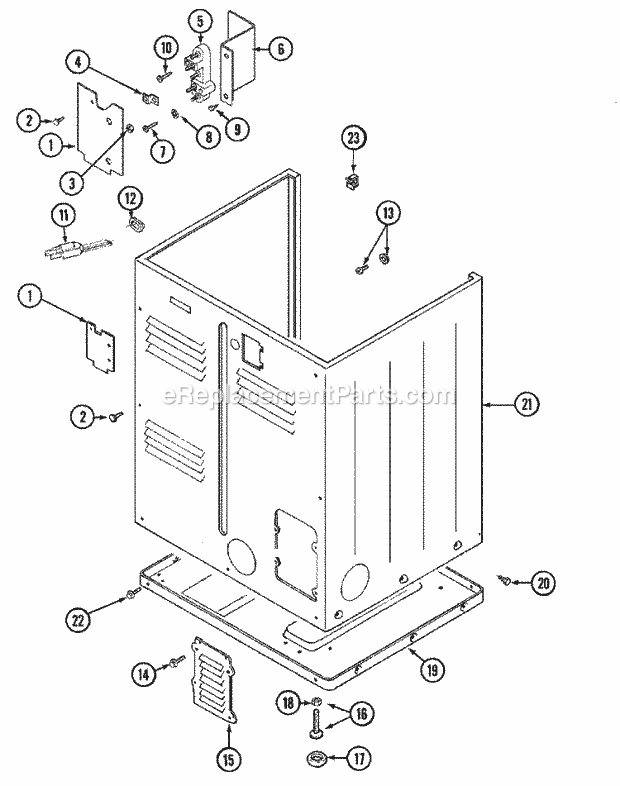 Maytag LDG5916AAE Residential Electric/Gas Dryer Cabinet - Rear Diagram