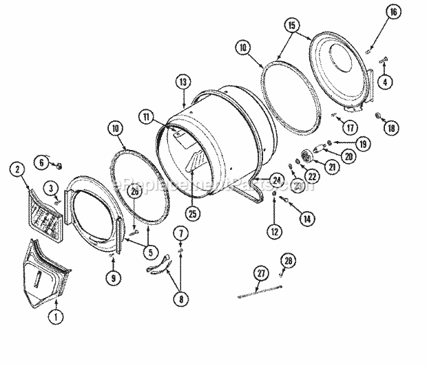 Maytag LDG8304AAL Dryer- Gas Tumbler Diagram