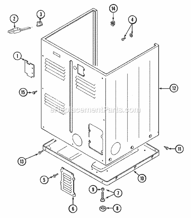 Maytag LDG9606ABM Dryer- Gas Cabinet - Rear Diagram