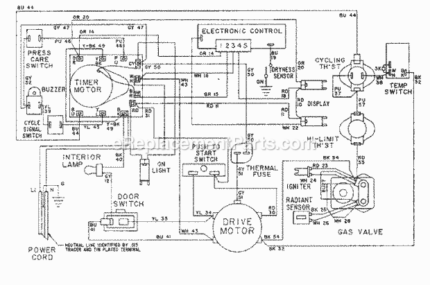 Maytag LDG9814AAM Dryer- Gas Wiring Information - Ldg9814aax Diagram