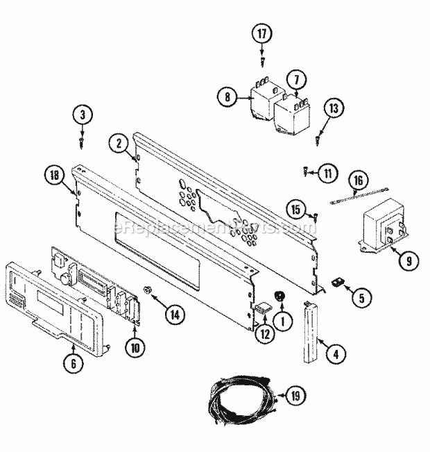 Maytag LDG9904AAM Dryer- Gas Control Panel (Lde9904acm & Ldg9904aam) Diagram
