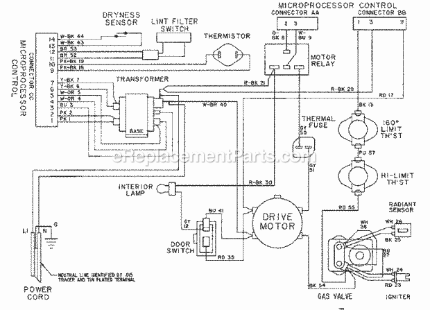 Maytag LDG9904AAM Dryer- Gas Wiring Information - Ldg9904aax Diagram