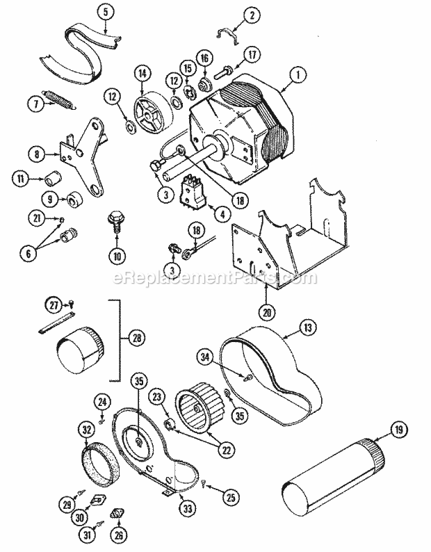 Maytag LSE7804AGE Maytag Stack Laundry Motor - Dryer & Blower Diagram