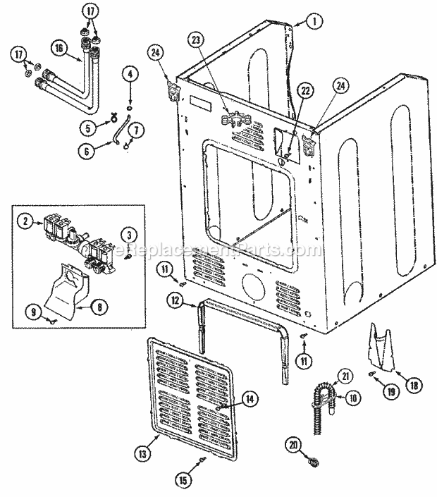 Maytag MAH4000BWQ Residential Washer Cabinet - Rear Diagram