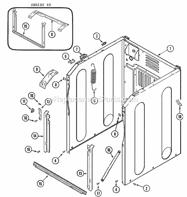 Maytag MAH5500AWW Residential Washer Cabinet - Front Diagram