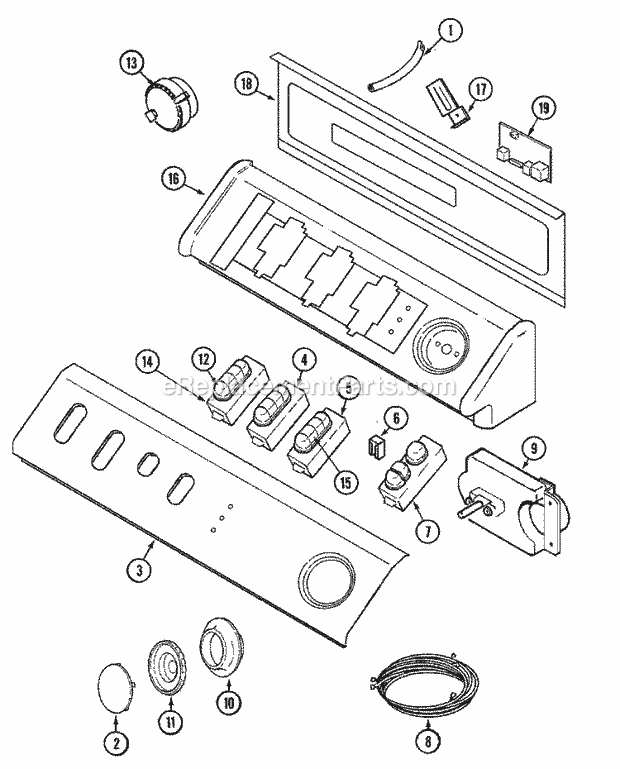 Maytag MAH5500AWW Residential Washer Control Panel Diagram