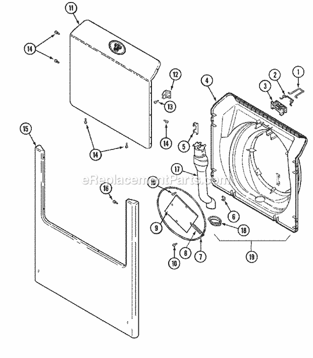 Maytag MAH5500AWW Residential Washer Door & Front Panel Diagram