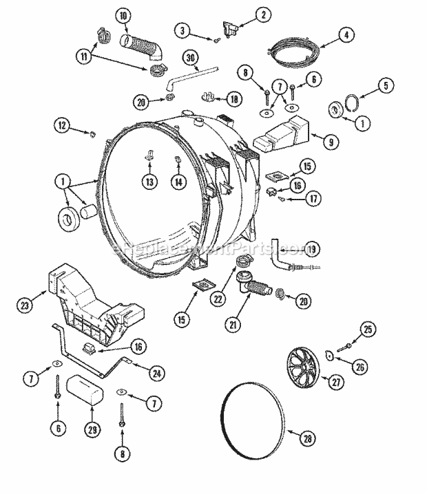 Maytag MAH5500AWW Residential Washer Outer Tub Diagram
