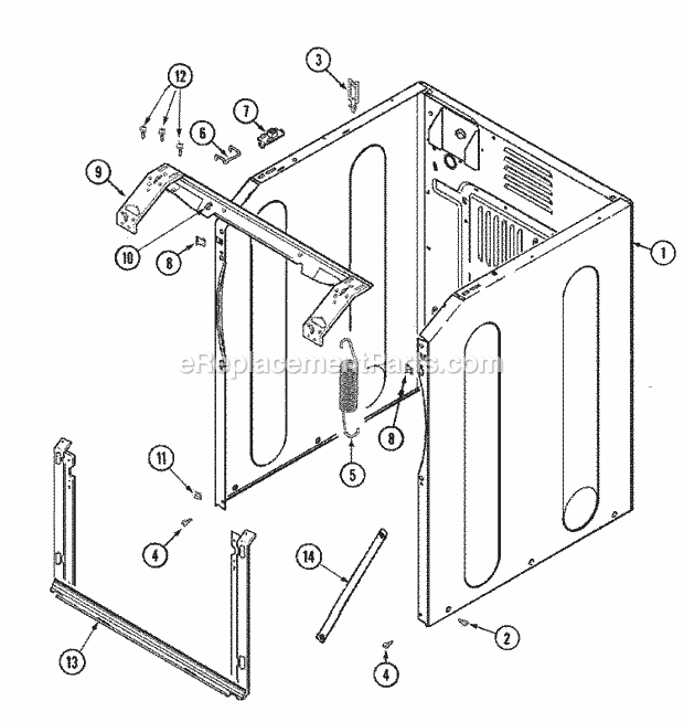 Maytag MAH7550AAW Residential Washer Cabinet - Front Diagram
