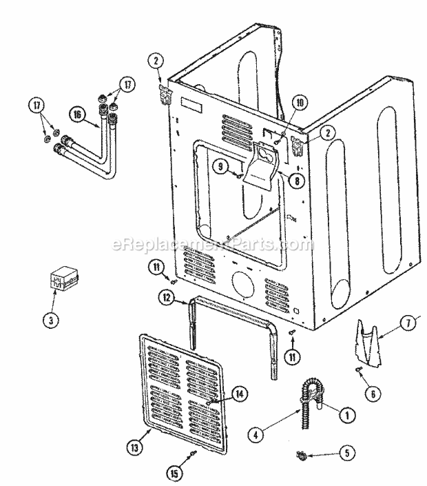 Maytag MAH7550AAW Residential Washer Cabinet - Rear Diagram