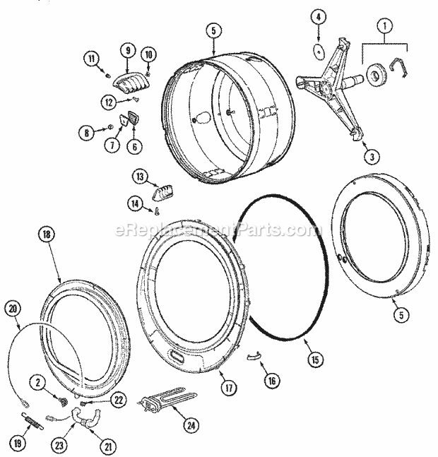 Maytag MAH7550AGW Residential Washer Spinner Assembly & Outer Tub Cover Diagram