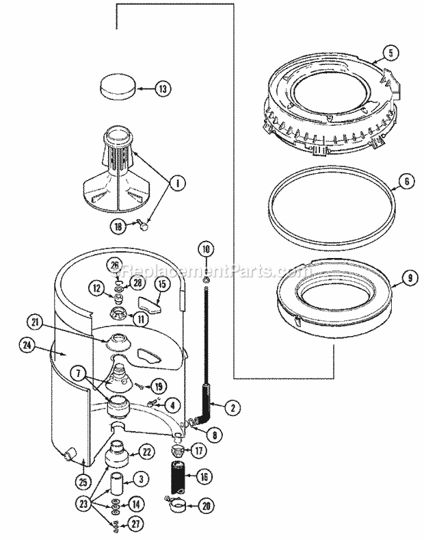 Maytag MAT10PDABL Manual, (Washer) Tub Diagram