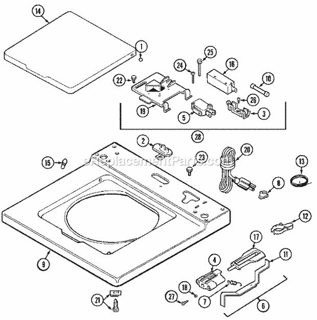 Maytag MAT11MNEGW Manual, (Washer) Top Diagram