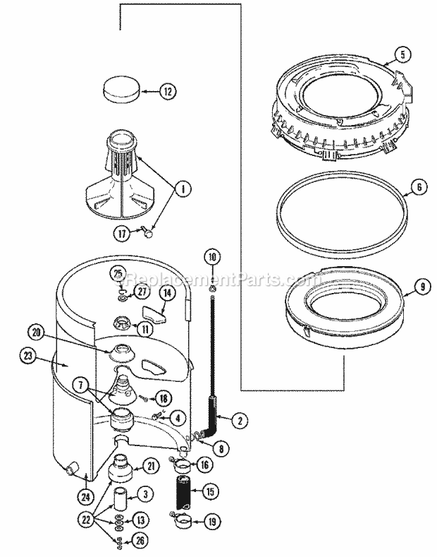 Maytag MAT12PDDBW Manual, Laundry (Washer) Tub Diagram