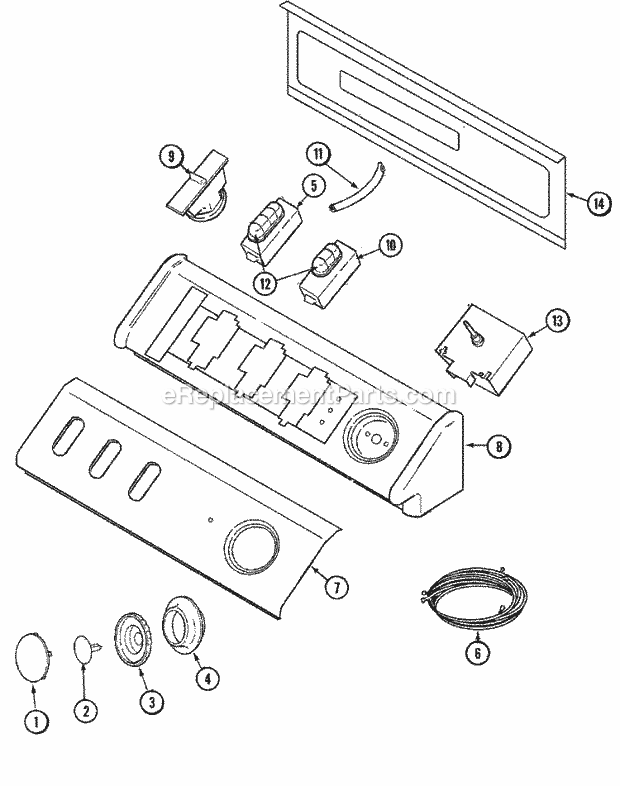 Maytag MAV6200AWQ Residential Washer Control Panel Diagram