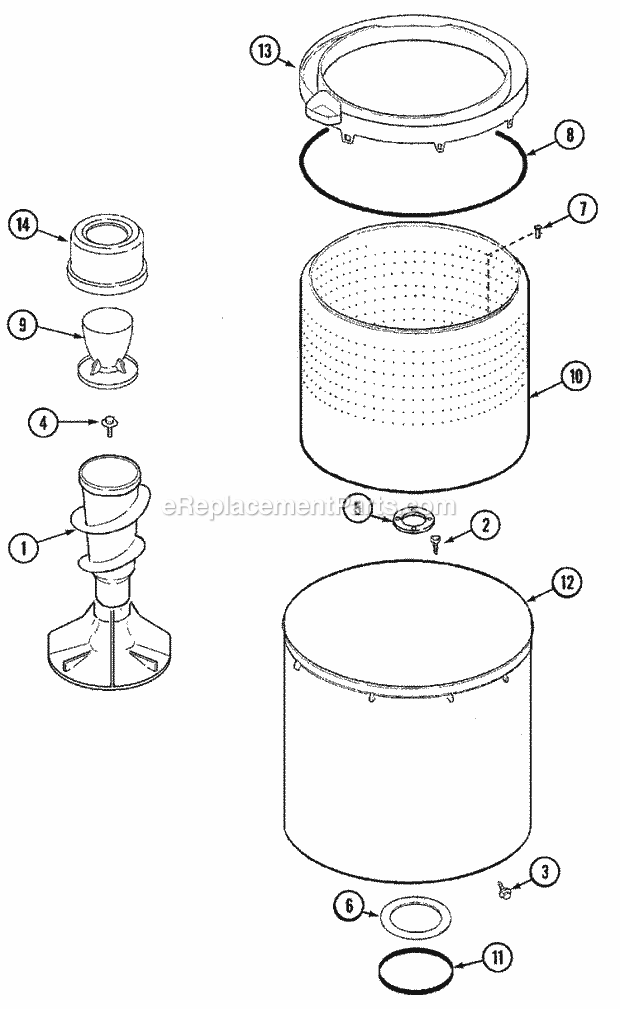 Maytag MAV7057AWQ Residential Washer Tub Diagram