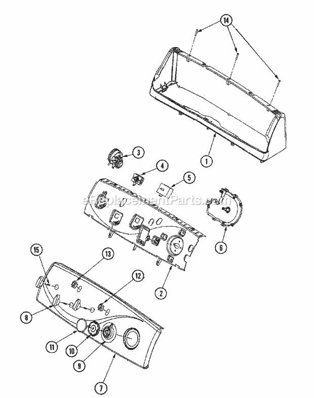 Maytag MAV8601AWW Residential Maytag Laundry Control Panel Diagram