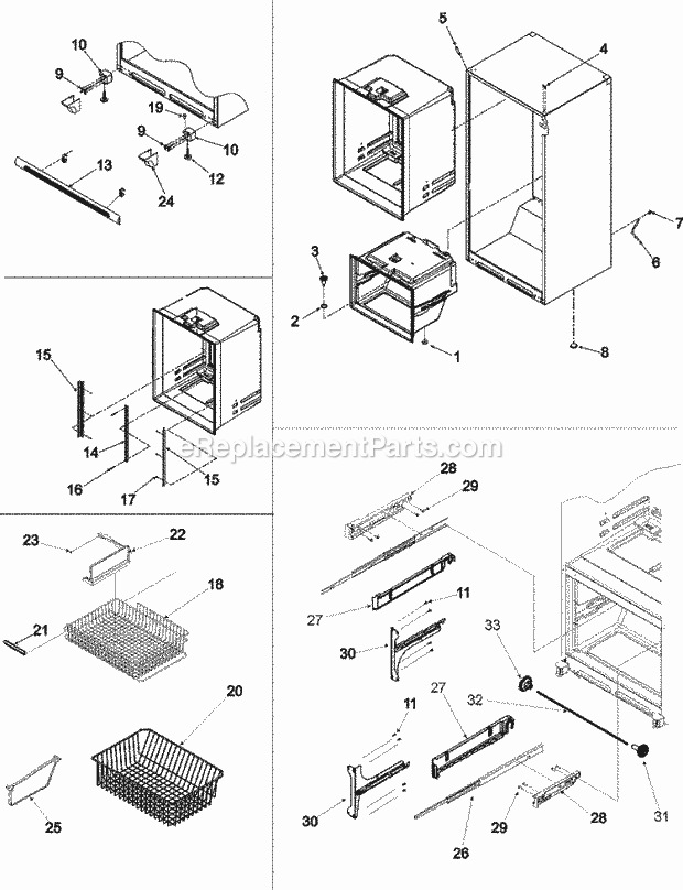 Maytag MBF2556HES Bottom Freezer Maytag Refrigeration Interior Cabinet & Freezer Shelves Diagram