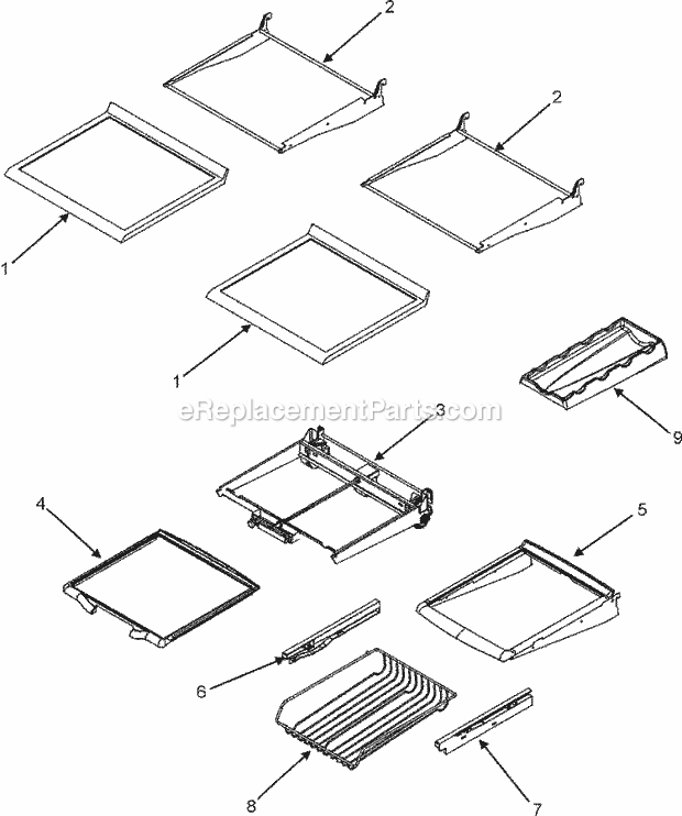 Maytag MBF2558HES Bottom Freezer Maytag Refrigeration Refrigerator Shelves Diagram