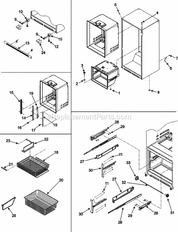 Maytag MBF2558HES Bottom Freezer Maytag Refrigeration Interior Cabinet & Freezer Shelves Diagram