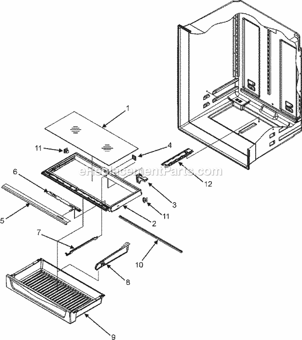 Maytag MBR2562KES Bottom Freezer Maytag Refrigeration Pantry Assembly Diagram