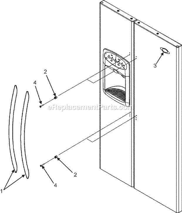 Maytag MCD2257KES Side-By-Side Maytag Refrigeration Handles Diagram