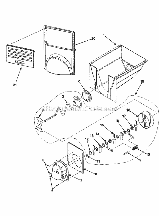 Maytag MCD2257KES Side-By-Side Maytag Refrigeration Ice Bucket Assy. Diagram