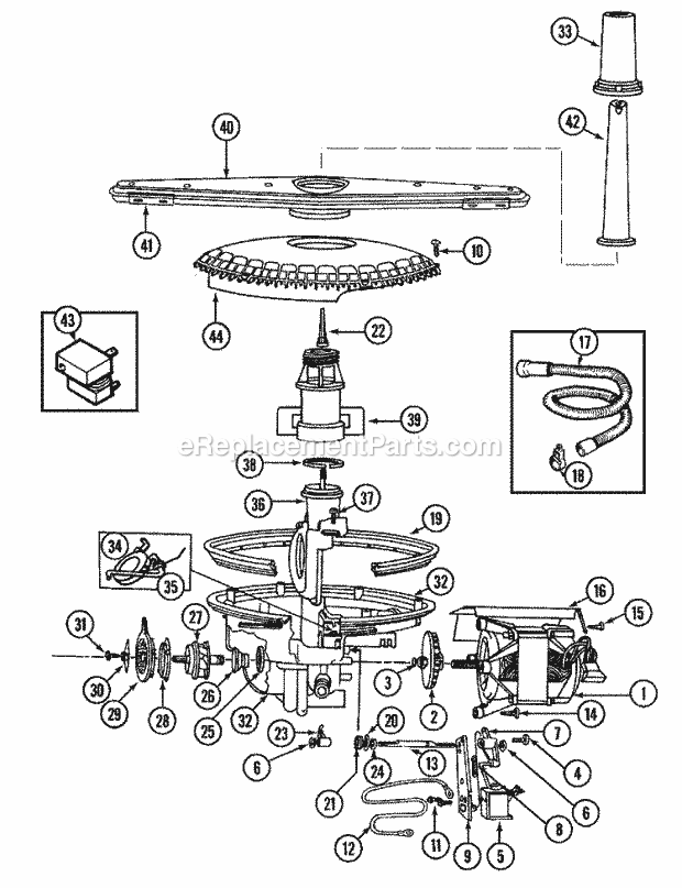 Maytag MDB2200AWZ Dishwasher Pump & Motor Diagram