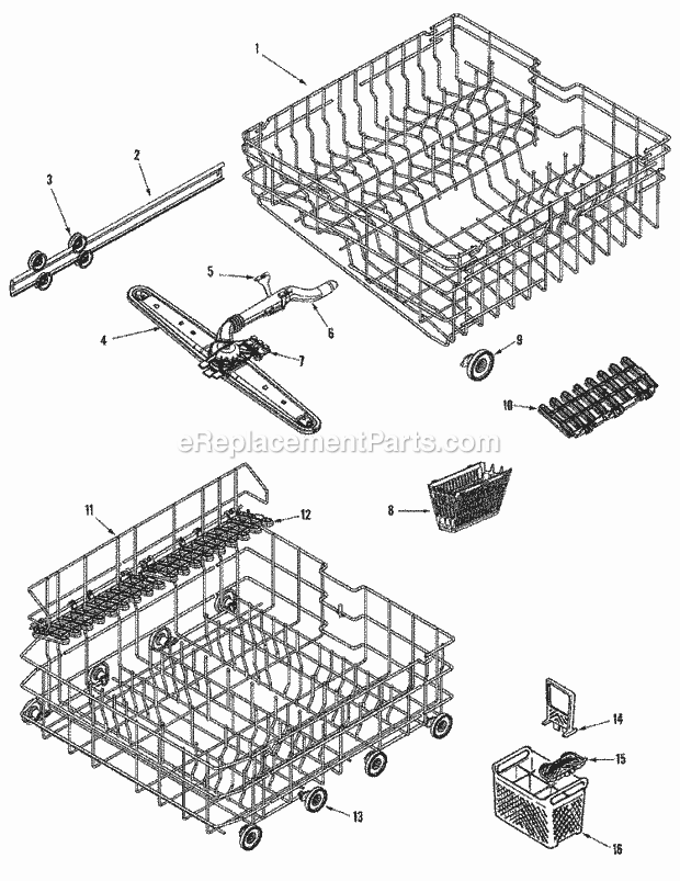 Maytag MDB6600AWW Maytag Dishwasher Track & Rack Assembly Diagram