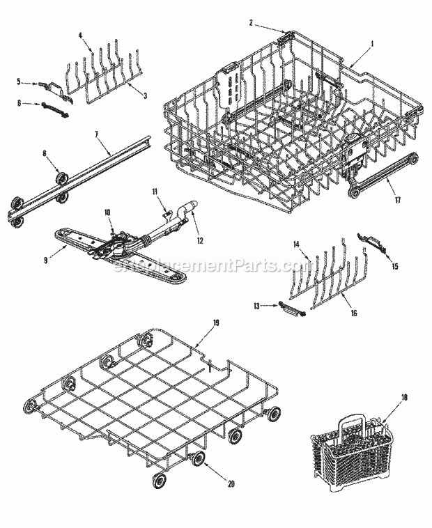 Maytag MDB8600AWS Maytag Dishwasher Rack Assembly (Middle / Lwr) Diagram