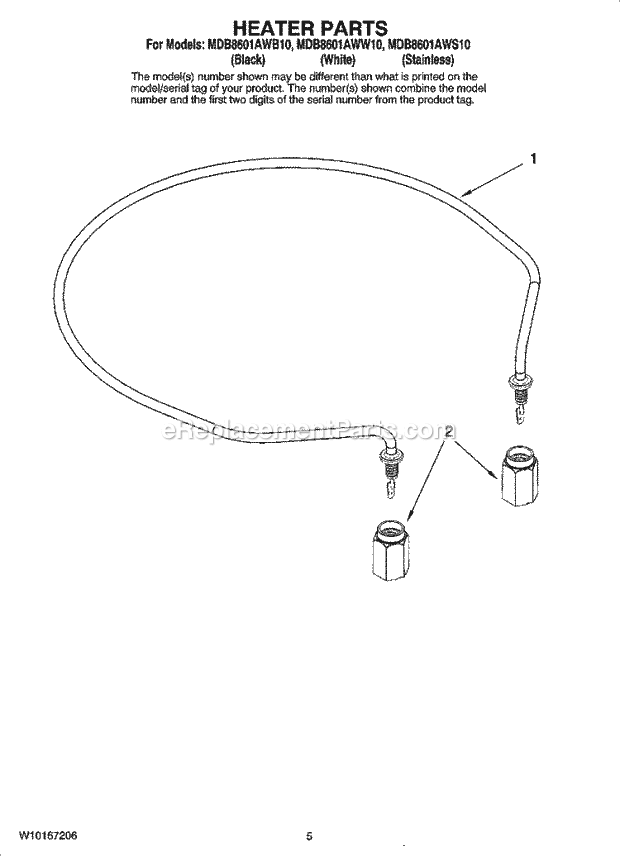 Maytag MDB8601AWS10 Dishwasher Heater Parts Diagram