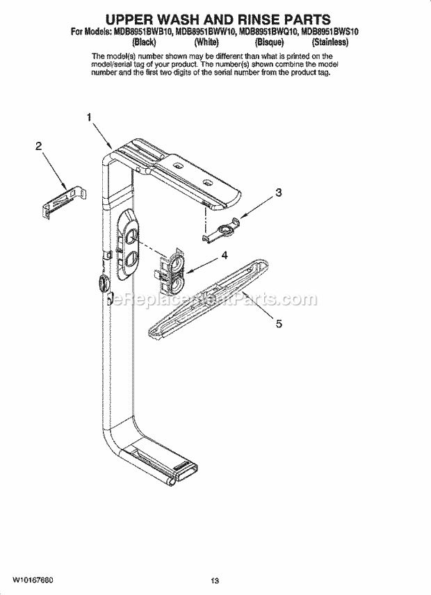 Maytag MDB8951BWW10 Dishwasher Upper Wash and Rinse Parts, Optional Parts (Not Included) Diagram