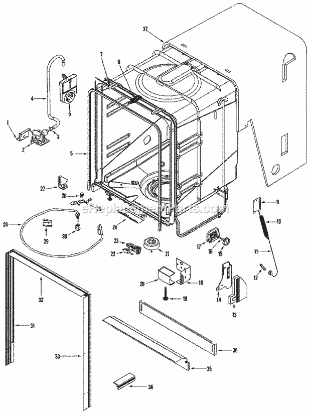 Maytag MDB9600AWQ Maytag Dishwasher Tub Diagram