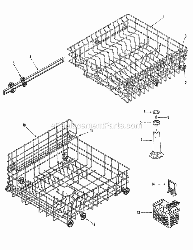 Maytag MDC5100AWW Dishwasher Track & Rack Assembly Diagram