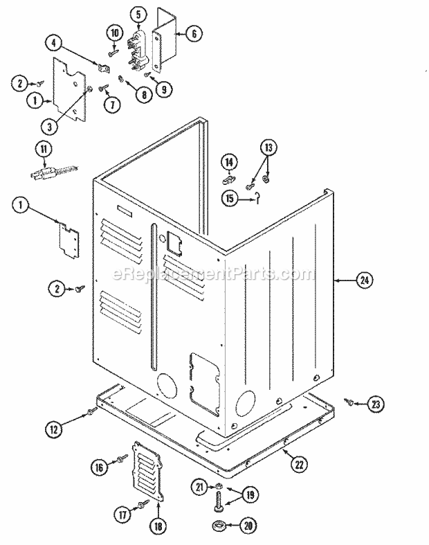 Maytag MDE10DAAEL Maytag Laundry (Dryer Ele) Cabinet (Rear) Diagram